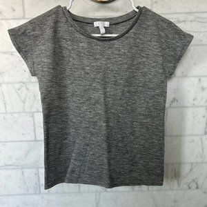 𝅺LEITH Heathered Cap Sleeve Crew Neck Top Grey